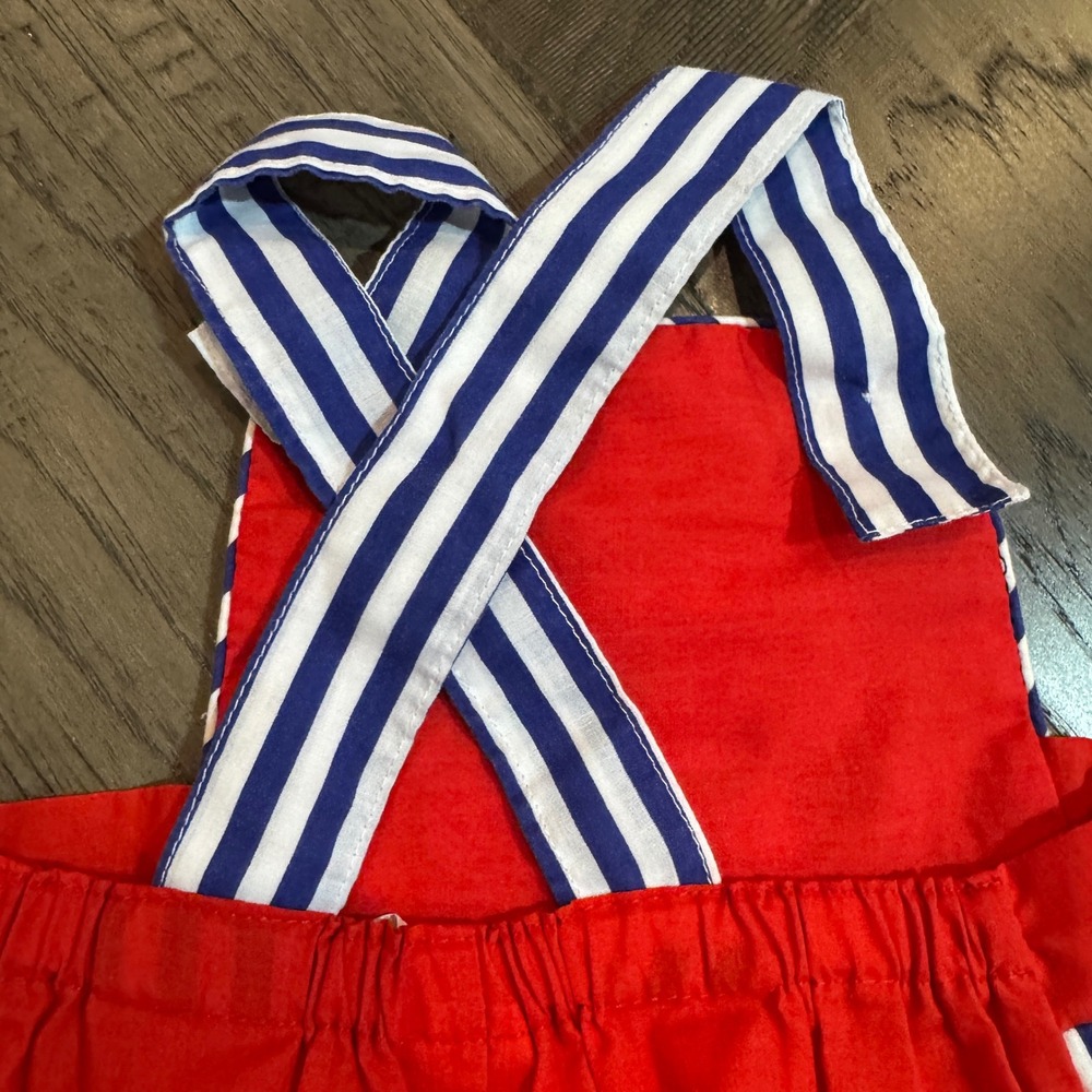 Vintage Cuties by Judy Baby Overalls 6/9 Months Red Nautical Bear Romper - Picture 5 of 6